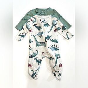 Carter’s 2 Pack Dinosaur Footie Pajamas - Size 3 Month